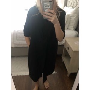 COS Wrap Tie Front Black Midi Minimalist Dress